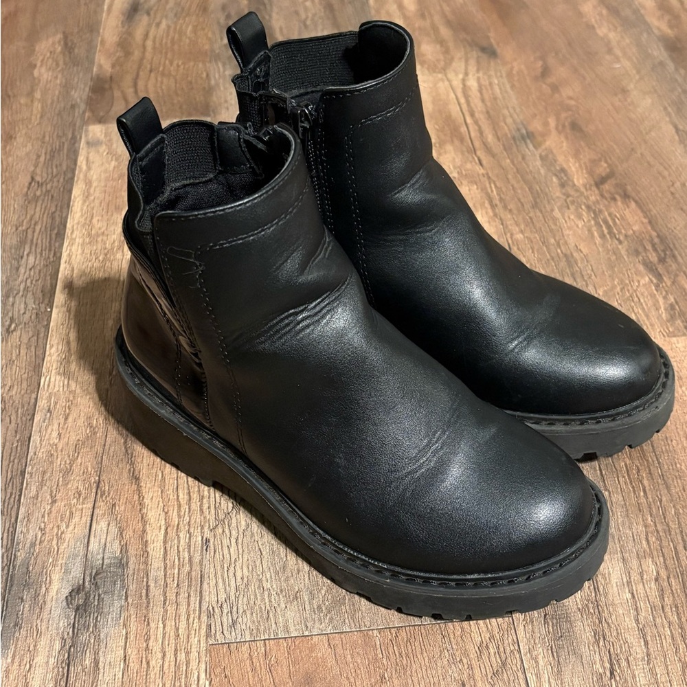 Girls Black Leather Boots